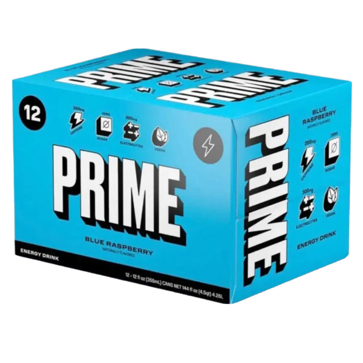 Prime Blue Raspberry Energy Drink Can carton