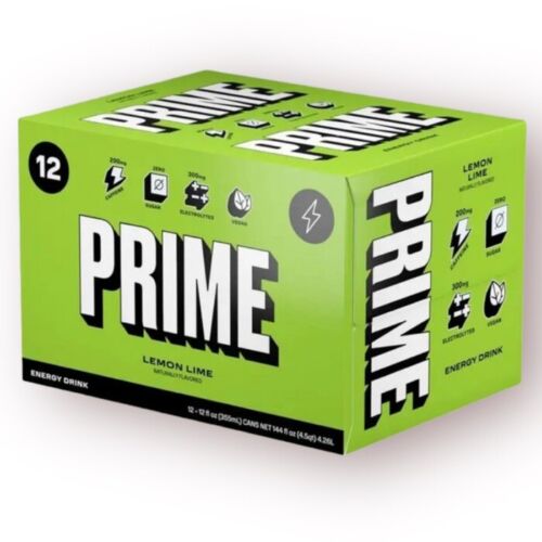 12 Cans Box Prime lemon Lime Energy Drink Can | 355mL